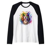 Mardi Gras Irish Water Spaniel Dog Raglan Baseball Tee