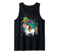 Mardi Gras Jester Hat Mask and Beads Carnival Unicorn Party Tank Top
