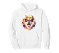 Mardi Gras Kishu Ken Dog Pullover Hoodie
