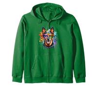 Mardi Gras Lancashire Heeler Dog Zip Hoodie