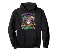 Mardi Gras Let the Shenanigans Begin Masquerade Mask Pullover Hoodie