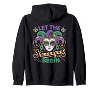 Mardi Gras Let the Shenanigans Begin Masquerade Mask Zip Hoodie