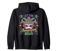 Mardi Gras Let the Shenanigans Begin Masquerade Mask Zip Hoodie