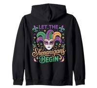 Mardi Gras Let the Shenanigans Begin Masquerade Mask Zip Hoodie