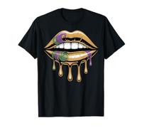 Mardi Gras Lips Drip Kiss Bite Sexy Black Women NOLA Cajun T-Shirt
