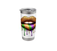 Mardi Gras Lips Leopard Print Carnival Fat Tuesday Costume Stainless Steel Insulated Tumbler