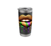Mardi Gras Lips Leopard Print Carnival Fat Tuesday Costume Stainless Steel Insulated Tumbler