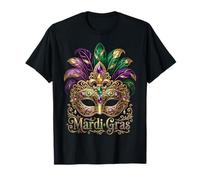 Mardi Gras Mask Fleur De Lis Carnival Feathers Man Woman Kid T-Shirt