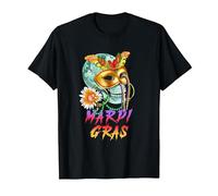 Mardi Gras Mask | New Orleans Carnival | Mardi Gras T-Shirt, Men, Black, 5X-Large