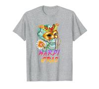 Mardi Gras Mask | New Orleans Carnival | Mardi Gras T-Shirt, Men, Heather Grey, 3X-Large