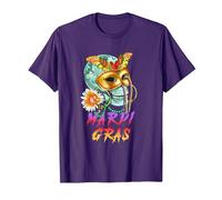 Mardi Gras Mask | New Orleans Carnival | Mardi Gras T-Shirt, Men, Purple, 3X-Large
