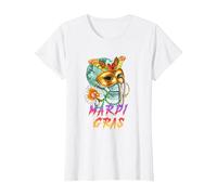 Mardi Gras Mask | New Orleans Carnival | Mardi Gras T-Shirt, Women, White, Medium