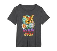 Mardi Gras Mask | New Orleans Carnival | Mardi Gras T-Shirt, Women's Plus, Dark Heather Grey, 6X