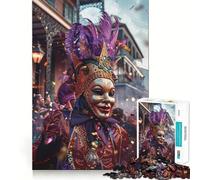 Mardi Gras Masked Figure Celebration 1000 Pieces Jigsaw Puzzles for Teenagers Memory Train Smooth Thick Home Game Birthday Art Gift (38x26cm)