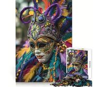 Mardi Gras Masked Figure Portrait Jigsaw 1000 Pieces for Teenagers Unwind Game Clear Hue Enjoyable Challenge Xmas Gift (38x26cm)
