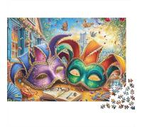 Mardi Gras Masks 1000 Piece Jigsaw Puzzle For Adults Mardi Gras Masks Art Challenging Puzzle Perfect for Game Nights High Resolution Interlock Perfectlyfor Family 70x50cm/1000pcs