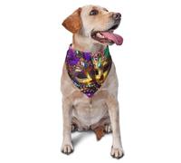 Mardi Gras Masks With Multicolor Feathers And Beads Printed Graphic Pet Triangle Scarf For Dogs & Cats, Adjustable Cute Pet Bandana For & Photo Shoots