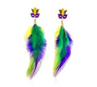 Mardi Gras Outfit for Women Mardi Gras Earrings Accessories Carnival Earrings for Fat Tuesday Celebration, Mardi Gras Parade Accessory Gifts, Brass, brass