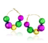 Mardi Gras Outfit for Women Mardi Gras Earrings Accessories Carnival Earrings for Fat Tuesday Celebration, Mardi Gras Parade Accessory Gifts, Brass, brass