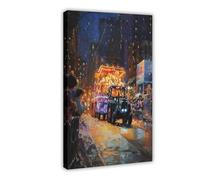 Mardi Gras Parade at Night Canvas Poster Wall Art Decor Print Picture Paintings for Living Room Bedroom Decoration 20x30inch(50x75cm)