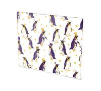 Mardi Gras Penguin Pattern Acrylic Cutting Board with Counter Lip Non-Slip Cutting Plate for Kitchen Countertop