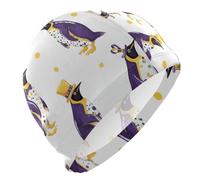 Mardi Gras Penguin Pattern Swim Cap for Men Lightweight Cloth Cap for Pool Bathing Swimming Hat One SizeWhite