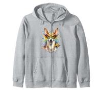 Mardi Gras Portuguese Podengo Dog Zip Hoodie