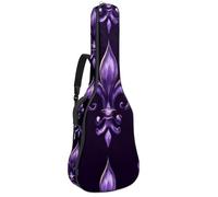 Mardi Gras Purple Fleur De Lis Acoustic Guitar Gig Bag, 1 cm Thick Padding Waterproof Guitar Case Backpack with Dual Adjustable Shoulder Strap for 40-42 Inch Guitar