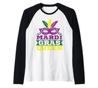 Mardi Gras Queen Mask Carnival Festival Costume Raglan Baseball Tee
