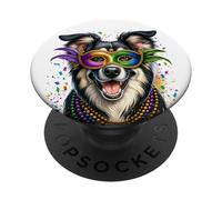 Mardi Gras Romanian Carpathian Shepherd Dog PopSockets Adhesive PopGrip