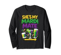 Mardi Gras Shes My Mardi Mate Matching Couple Design Long Sleeve T-Shirt
