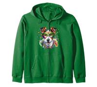 Mardi Gras Smooth Fox Terrier Dog Zip Hoodie