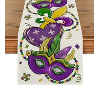 Mardi Gras Table Runner New Orleans Brazi Carnival Tablecloth Fat Tuesday Decor Mardi Gras Decorations for Home Table