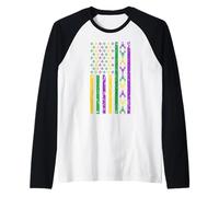 Mardi Gras USA Flag Lobster Raglan Baseball Tee