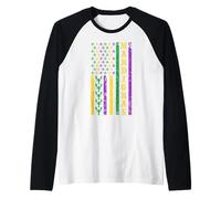 Mardi Gras USA Flag Raglan Baseball Tee