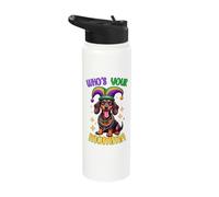 Mardi Gras Who is Your Wiener Dog Momma Stainless Steel Insulated Water Bottle