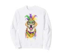 Mardi Gras Yellow Labrador Dog Mask and Beads Sweatshirt