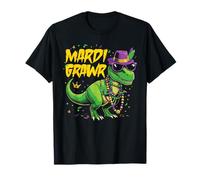Mardi Grawr T-Rex Dinosaur Beads Mardi Gras For Kids T-Shirt