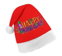 Mardi Happy Day Gras Funny Santa Hat Plush Christmas Hats Party Headwear for Holiday New Year