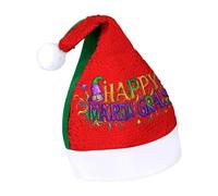 Mardi Happy Day Gras Funny Sequin Santa Hat Plush Christmas Hats Party Headwear for Holiday New Year