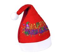 Mardi Happy Day Gras Funny Sequin Santa Hat Plush Christmas Hats Party Headwear for Holiday New Year