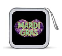 Mardi Lips Glitter Gras 40 Capacity CD Case Hard Plastic Portable Travel DVD Cases Protective Storage Organizer Binder
