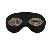 Mardi Purple Green Lips Fleur-De-Lis Gras Sleep Mask for Women Men Eye Masks Eyes Cover Blackout Travel