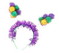 MardiGras Festival Pompoms Headband Carnival Party Headwear for Various Outfits and Occasions Everyday Wear Headband