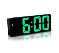 Mardiko Digital Alarm Clock Bedside Mains Powered Battery Alarm Clocks for Bedroom, Electric LED Alarm Clock Silent Non Ticking with Adjustable Brightness for Adult Kids, Green Display