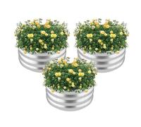 Mardili Round Raised Garden Bed Kit, Sliver Galvanized Raised Planter Box Outdoor for Vegetables, Large Bottomless Metal Raised Bed for Herb, Growing Fruits, Flower (2x2x1 ft，3 Pack)