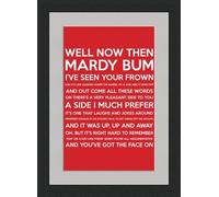 Mardy Bum (Song Lyrics) - Red - Framed & Mounted - A4 - Black Frame - Great Gift
