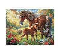 Mare And Foal 500 Piece Premium Jigsaw Puzzle Adult Jigsaws Brain Training Hobby Home Decor Winter Gift Unique Shaped Eco Friendly Material 500 PCS/52×38cm
