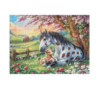 Mare And Foal Beneath Blossoms 500 Piece Count Premium Jigsaw Puzzle For Adults Teens 14+ Concentration Training Indoor Game Family Game Night 500 PCS
