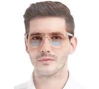 MARE AZZURO Extra Large Bifocal Reading Glasses 1.5 Men Oversized Blue Light Blocking Readers 100 125 150 175 200 225 250 275 300 350 (Transparent, 1.50)